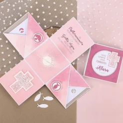 Rosa Überraschungsbox zur Kommunion, für Geldgeschenke und Gutscheine