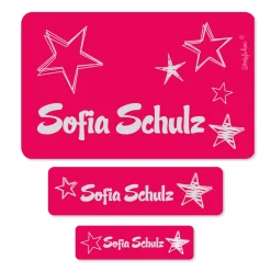 Rosa Star - Aufkleber-Set mit Name