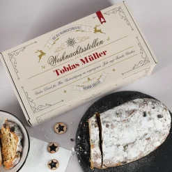 Rosinenstollen nach Thüringer Rezeptur in festlicher Geschenkbox mit Name & Wunschtext, 1000g