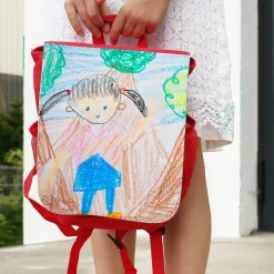 Roter Kindergartenrucksack mit Foto selbst gestalten