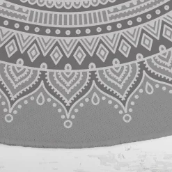 Runder Wohnteppich mit Mandala und Wunschtext in vier Farben