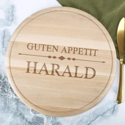 Rundes Holzbrettchen - 30 cm - mit Ihren Wunschtexten graviert