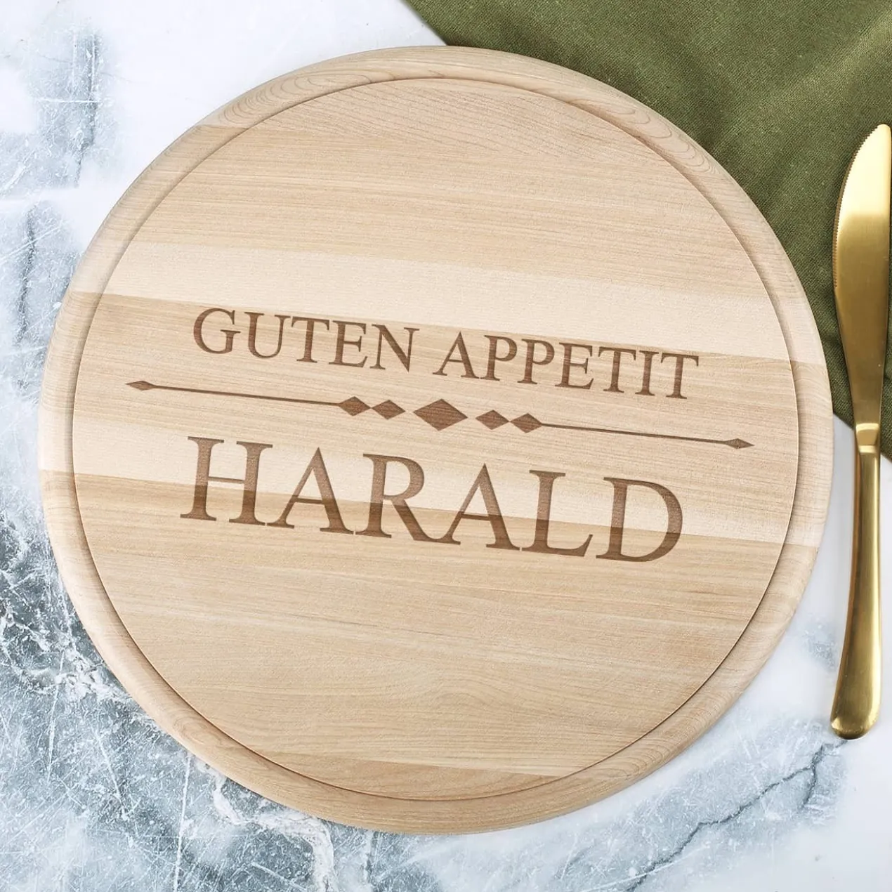 Rundes Holzbrettchen - 30 cm - mit Ihren Wunschtexten graviert