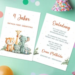 Safari Einladungskarte zum Kindergeburtstag mit Wunschdaten