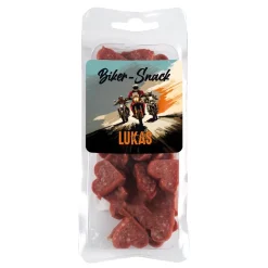 Salamiherzen für Biker mit Name personalisiert und Motorradmotiv | Snack Geschenk für Motorradfahrer