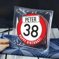 Salami Kabeltrommel zum Geburtstag mit Verkehrszeichenmotiv