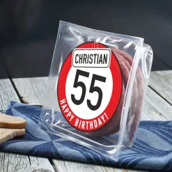 Salami Kabeltrommel zum Geburtstag mit Verkehrszeichenmotiv