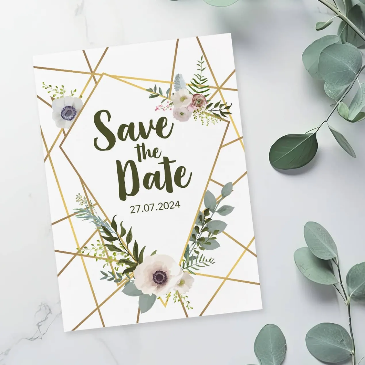 Save the Date Karte mit Blumenmotiv