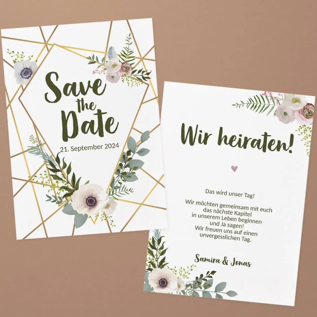 Save the Date Karte mit Blumenmotiv