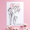 Save the Date Karte mit Brautpaar und rosa Watercolorherz