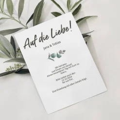 Save the Date Karte mit Eukalyptusmotiv und Foto