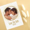 Save the Date Karte mit goldenem Motiv und Foto
