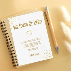 Save the Date Karte mit goldenem Motiv und Foto