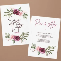 Save the Date Karte mit Rosenmotiv