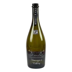 Scavi & Ray Gravierte Seccoflasche mit Taubenmotiv, Namen und Datum zur Hochzeit