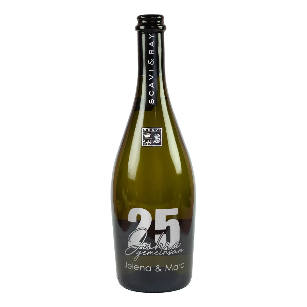 Scavi & Ray Prosecco Flasche mit Namensgravur als Geschenk zur Silberhochzeit | 750 ml