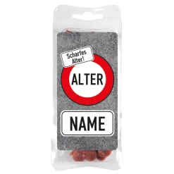 Scharfes Alter - Salami-Snack zum Geburtstag mit Name und Alter bedruckt