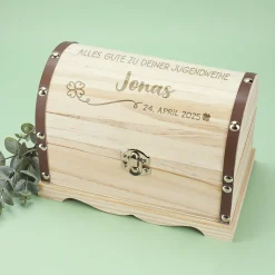 Schatztruhe zur Jugendweihe mit Name & Datum graviert, 3 Größen auswählbar