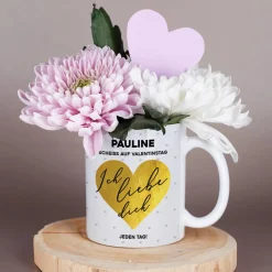 Scheiß auf Valentinstag ich liebe dich jeden Tag - Tasse mit Name & Farbauswahl