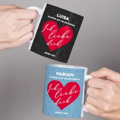 Scheiß auf Valentinstag ich liebe dich jeden Tag - Tasse mit Name & Farbauswahl