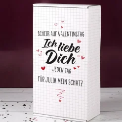 Scheiß auf Valentinstag Ich liebe Dich jeden Tag - Geschenkbox zum Valentinstag mit Wunschtext