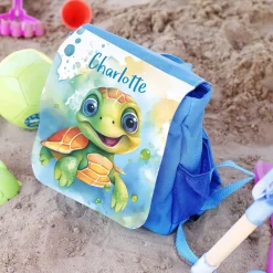 Schildkröten-Kinderrucksack im Watercolor Stil mit Ihrem Wunschnamen