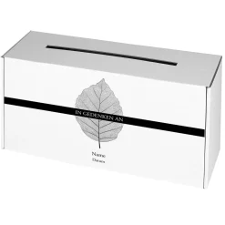Schlichte Kartenbox zur Beerdigung mit Blättermotiv