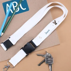 Schlüsselband mit Häschen und Name bedruckt