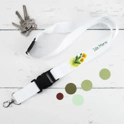 Schlüsselband mit Name personalisiert und Löwenzahn-Motiv