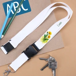 Schlüsselband mit Name personalisiert und Löwenzahn-Motiv