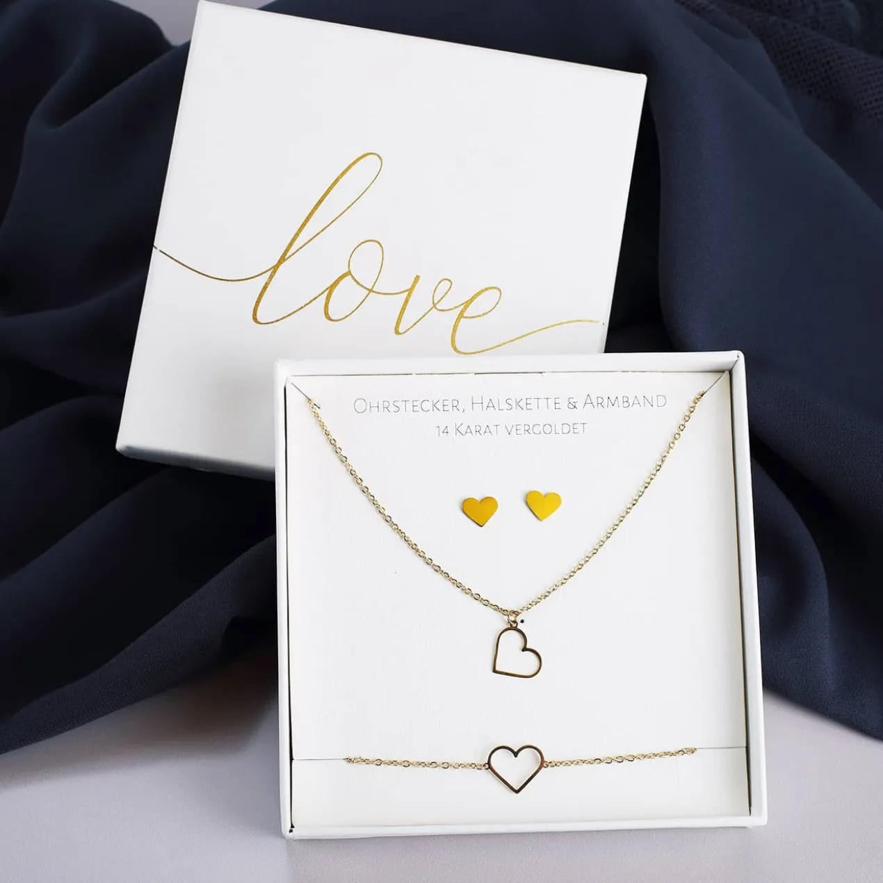Schmuck-Geschenkset - Herzen aus Gold