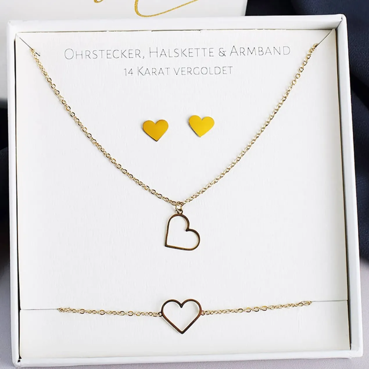 Schmuck-Geschenkset - Herzen aus Gold