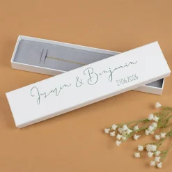 Schmuckverpackung personalisiert mit Namen & Datum für Armbänder zur Hochzeit oder Valentinstag