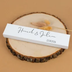 Schmuckverpackung personalisiert mit Namen & Datum für Armbänder zur Hochzeit oder Valentinstag