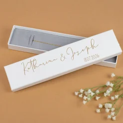 Schmuckverpackung personalisiert mit Namen & Datum für Armbänder zur Hochzeit oder Valentinstag