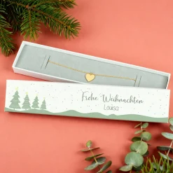 Schmuckverpackung zu Weihnachten personalisierte mit Wunschtext & Name | Geschenkbox für Armbänder