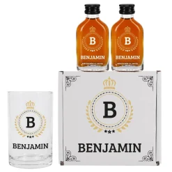 Schnaps-Geschenk für Männer mit 2 Kräuterlikören, Schnapsglas und persönlicher Box