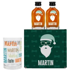 Schnaps Geschenkset für Männer zu Weihnachten mit Glas, Kräuterschnaps und Box