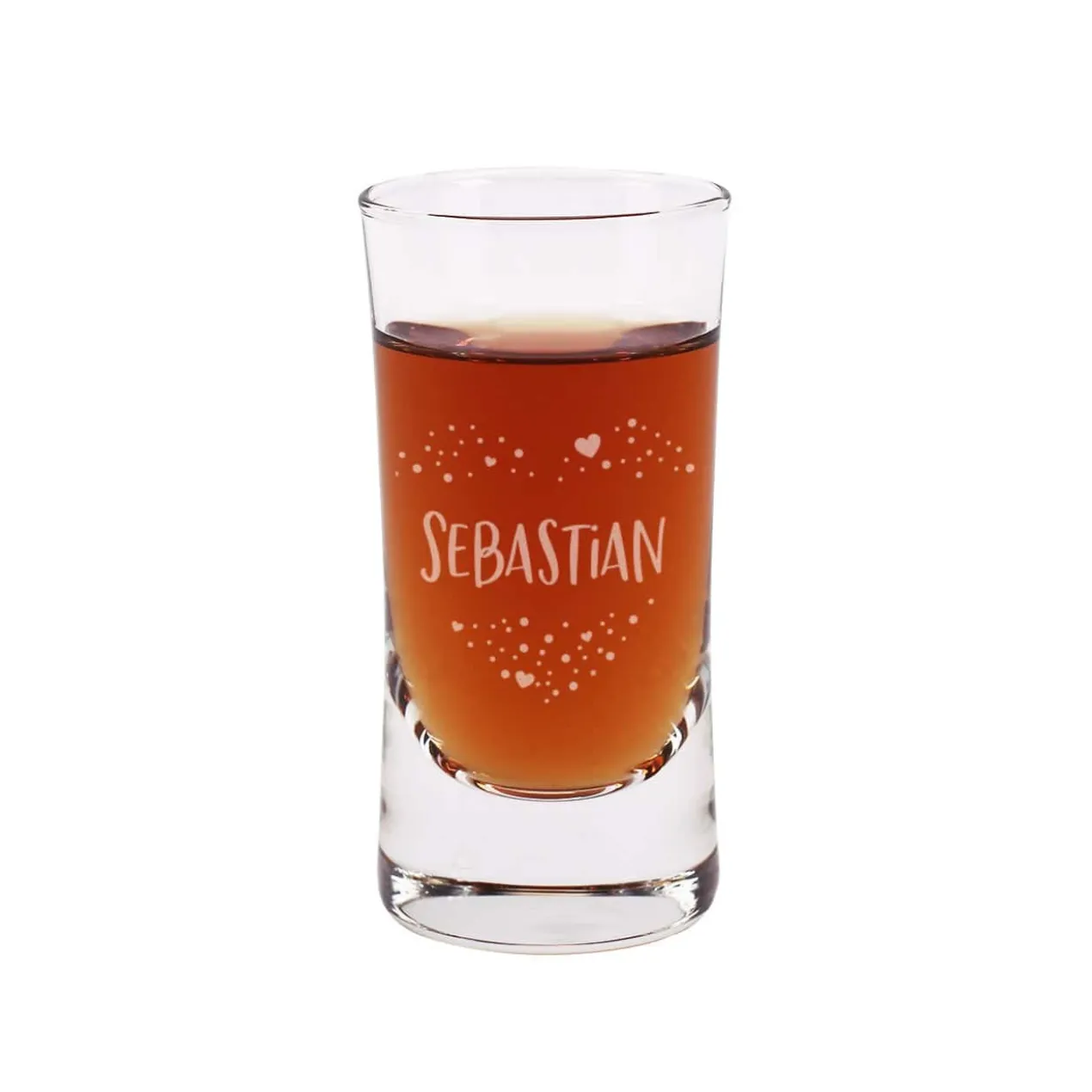 Schnapsglas mit Herzmotiv und Name