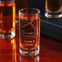 Schnapsglas zum Richtfest mit Datum und Ihren Wunschnamen