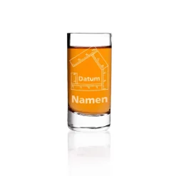 Schnapsglas zum Richtfest mit Datum und Ihren Wunschnamen