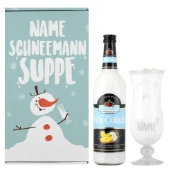 Schneemannsuppe - Pina Colada Geschenkset mit Ihrem Wunschnamen