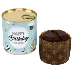 Schoko Brownie Happy Birthday | Kuchen in der Dose zum Geburtstag als Geschenk in Bäckerqualität