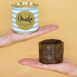 Schoko Brownie in der Dose als Dankeschön Geschenk mit Wunschtext personalisiert in Bäckerqualität