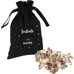 Schokokugeln im Geschenksack mit Name und Initiale