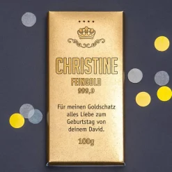 Schokolade in Goldbarren-Optik mit Name und Wunschtext, 100g