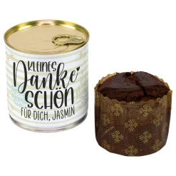 Schokoladen Brownie in der Dose als personalisiertes Dankeschön Geschenk | Kuchen in Bäckerqualität