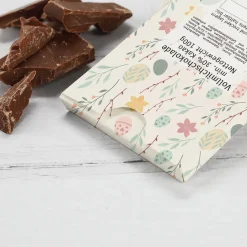 Schokoladentafel zu Ostern mit Wunschtext und pastellfarbenen Motiven | 100g