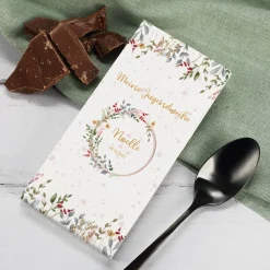 Schokoladentafel zur Jugendweihe mit Wildblumenmotiv, Name und Datum