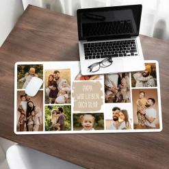 Schreibtischunterlage personalisiert mit 10 Fotos & Wunschtext | XXL Mousepad
